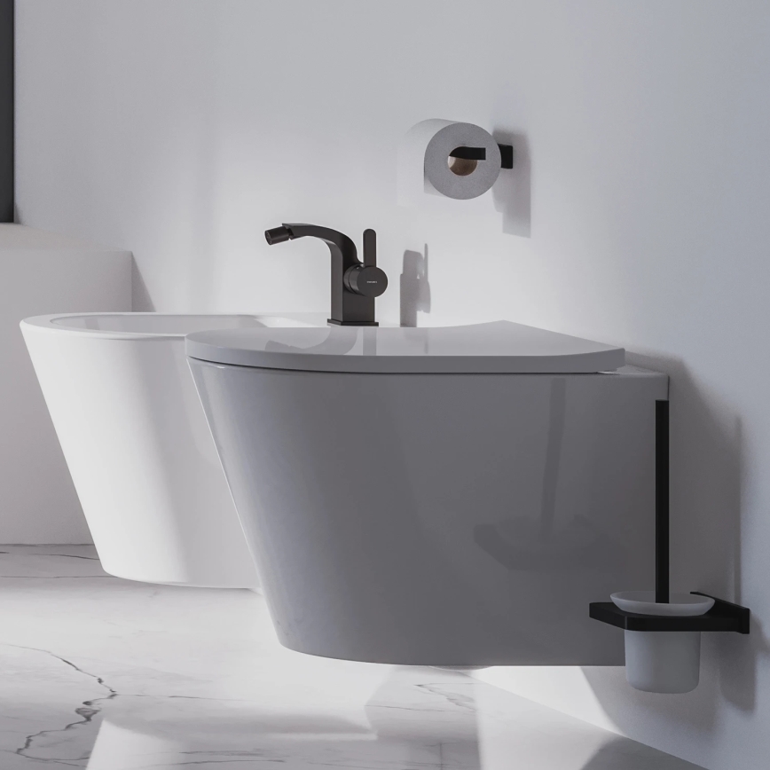 OMNIRES DA70510BL - Tualeto popieriaus laikiklis DARLING pusiau matinis juoda