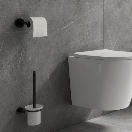 OMNIRES MP60620BL - Sieninis tualeto šepetys MODERN PROJECT matinė juoda