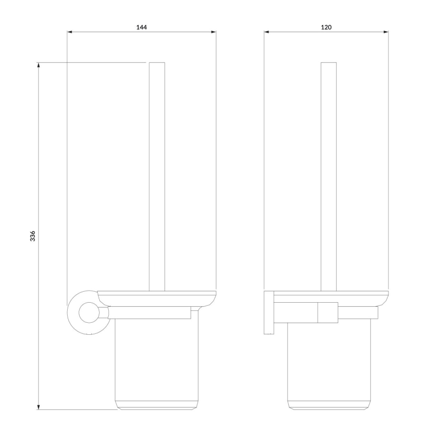 OMNIRES MP60620BL - Sieninis tualeto šepetys MODERN PROJECT matinė juoda