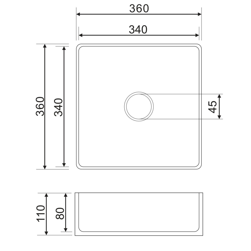 OMNIRES PASADENA360BP - stalviršinis praustuvas PASADENA 36x36 cm keramika/blizgi balta