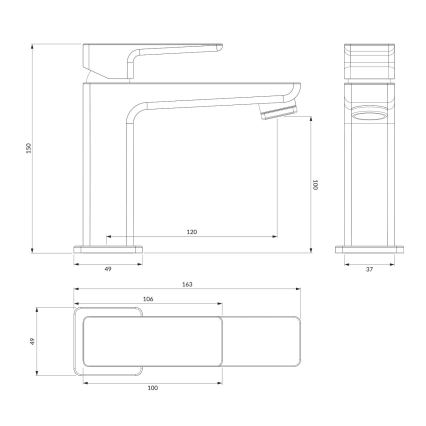 OMNIRES PM7410BL - Praustuvo čiaupas PARMA 15 cm matinė juoda