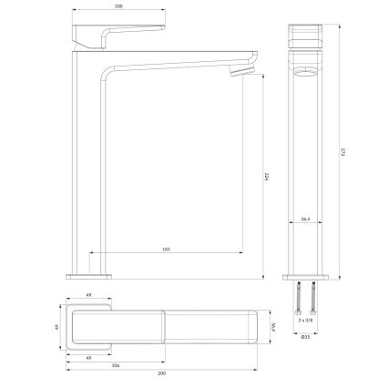 OMNIRES PM7412BL - Praustuvo čiaupas PARMA 27,3 cm matinė juoda
