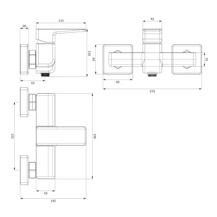 OMNIRES PM7440BL - Dušo čiaupas PARMA matinė juoda