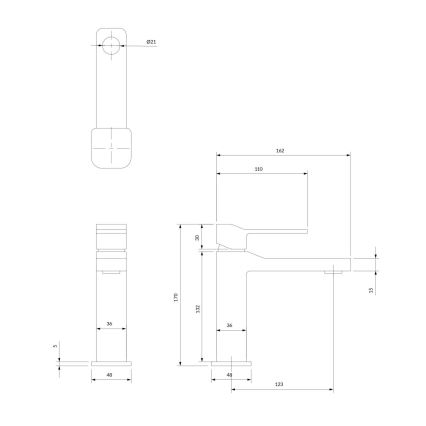 OMNIRES SL7710GR - Praustuvo čiaupas SLIDE 17 cm šukuotas grafitas