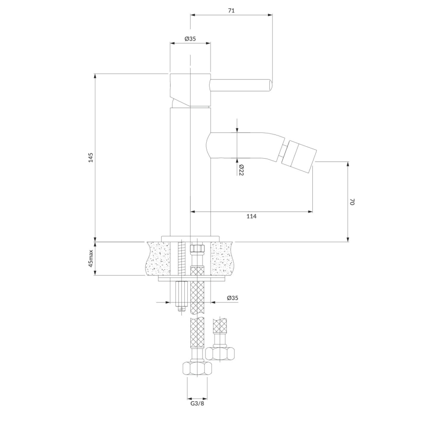 OMNIRES Y1220GLB - Bidė čiaupas Y 14,5 cm grindys auksas