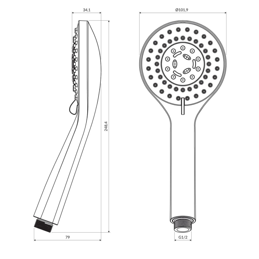 OMNIRES YOSEMITE-RBL - Rankinis dušas YOSEMITE pusiau matinis juoda
