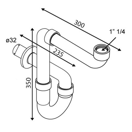 Omp tea - blizgus chromu padengtas praustuvo sifonas