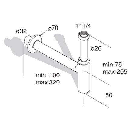 Omp tea - praustuvo sifonas TEA MINITOTI, blizgus chromas