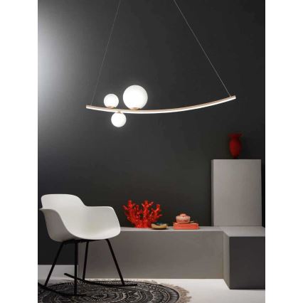Ondaluce - Dimeriuojama LED liustra ant troselio ALTALENA LED/48W/230V auksinė/balta