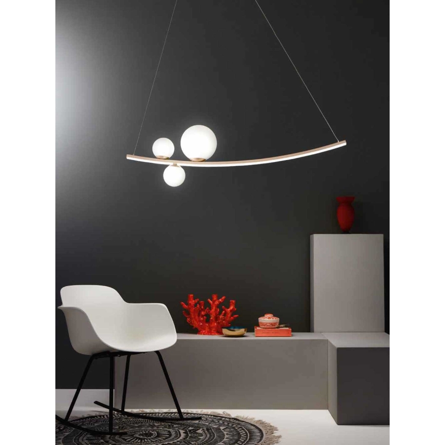 Ondaluce - Dimeriuojama LED liustra ant troselio ALTALENA LED/48W/230V auksinė/balta