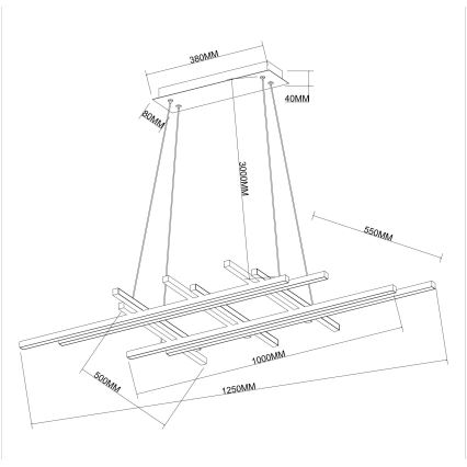 Ondaluce - dimeriuojamas LED pakabinamas šviestuvas ant laido MOVIDA LED/114W/230V juodas