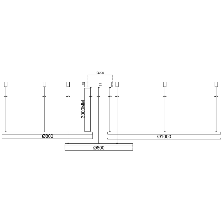 Ondaluce - reguliuojamas LED šviestuvas ant laido SOEL LED/28W/230V + LED/38W + LED/47W skersm. 100/80/60 cm auksinis