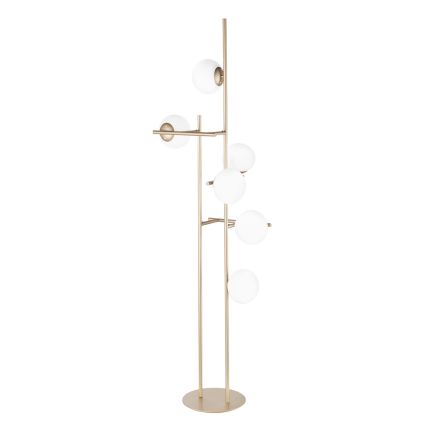 Ondaluce - Grindinė lempa JEWEL 6xE14/10W/230V 166 cm auksinė/balta