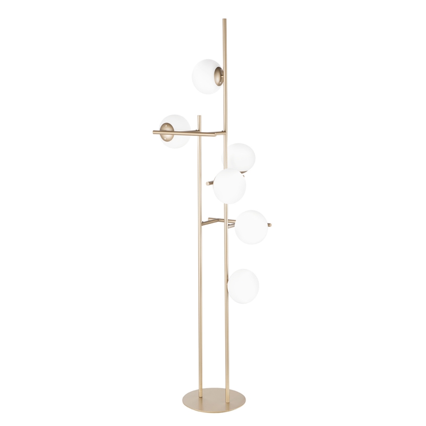 Ondaluce - Grindinė lempa JEWEL 6xE14/10W/230V 166 cm auksinė/balta