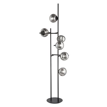 Ondaluce - Grindinis šviestuvas JEWEL 6xE14/10W/230V 166 cm juoda/dūminė juoda