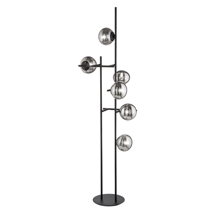 Ondaluce - Grindinis šviestuvas JEWEL 6xE14/10W/230V 166 cm juoda/dūminė juoda
