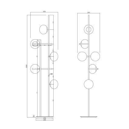 Ondaluce - Grindinis šviestuvas JEWEL 6xE14/10W/230V 166 cm juoda/dūminė juoda