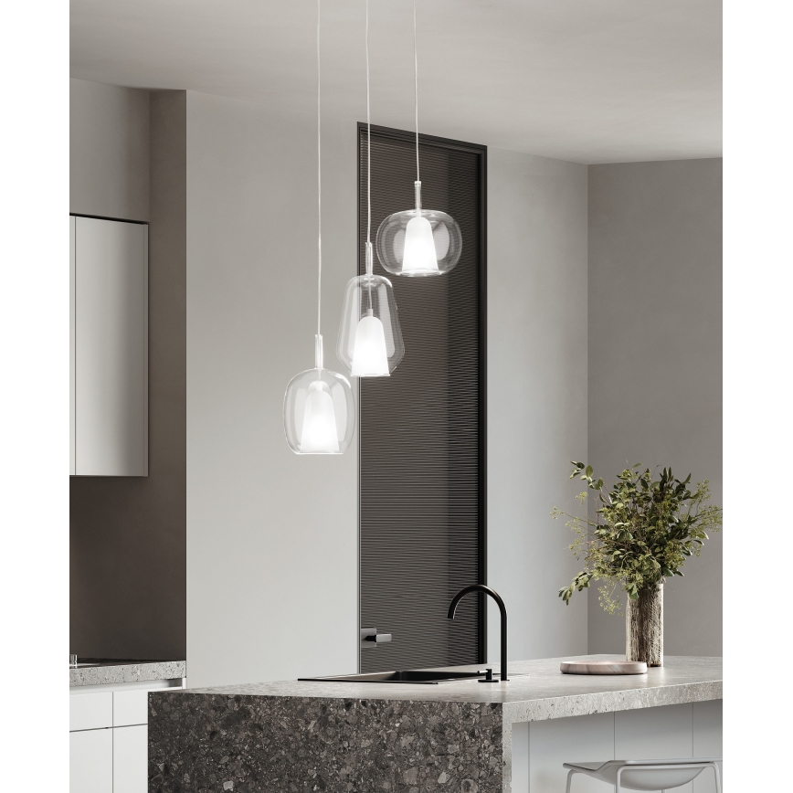 Ondaluce - Kabantis šviestuvas su laidu THELMA 2xE27/15W/230V skaidrus