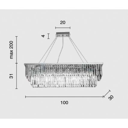 Ondaluce - krištolinė pakabinama liustra DAIQUIRI 8xE14/10W/230V blizgus chromas