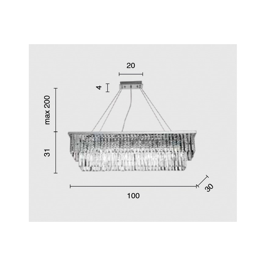 Ondaluce - krištolinė pakabinama liustra DAIQUIRI 8xE14/10W/230V blizgus chromas
