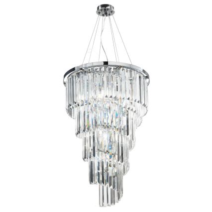 Ondaluce - Krištolinis šviestuvas ant laido ALEXANDER 10xE14/10W/230V, Ø 50 cm, blizgi chromo apdaila