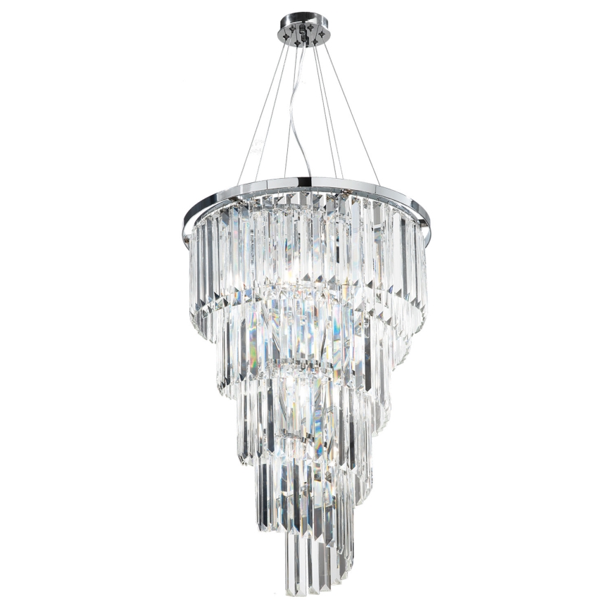 Ondaluce - Krištolinis šviestuvas ant laido ALEXANDER 10xE14/10W/230V, Ø 50 cm, blizgi chromo apdaila