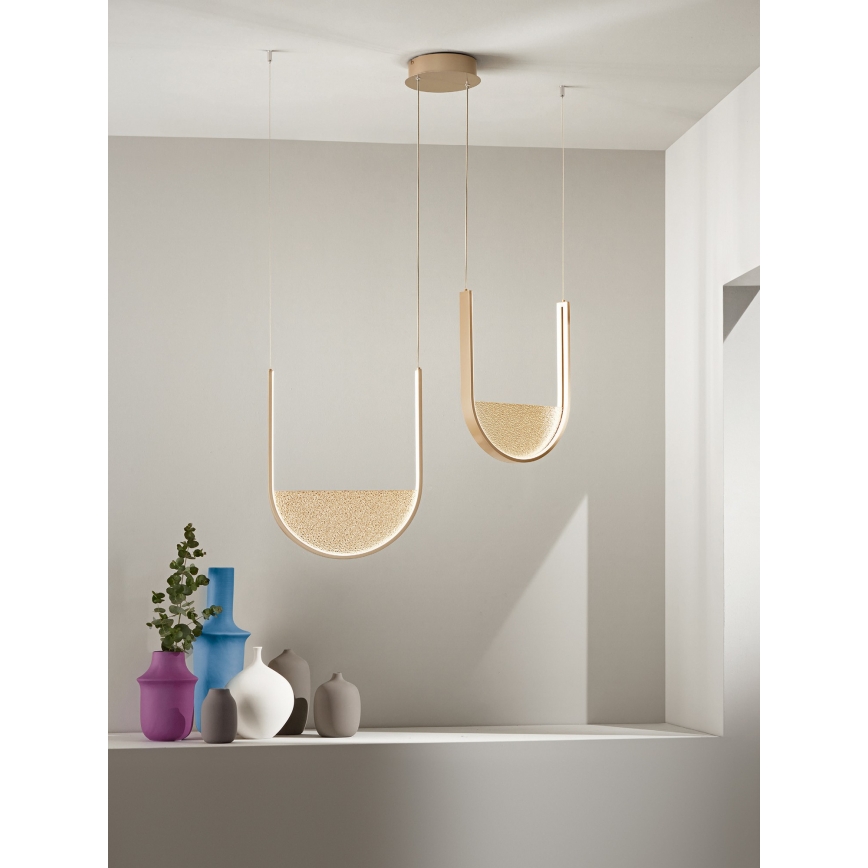 Ondaluce - LED dimeriuojama pakabinama liustra ant laido LOTUS LED/55W/230V auksinė