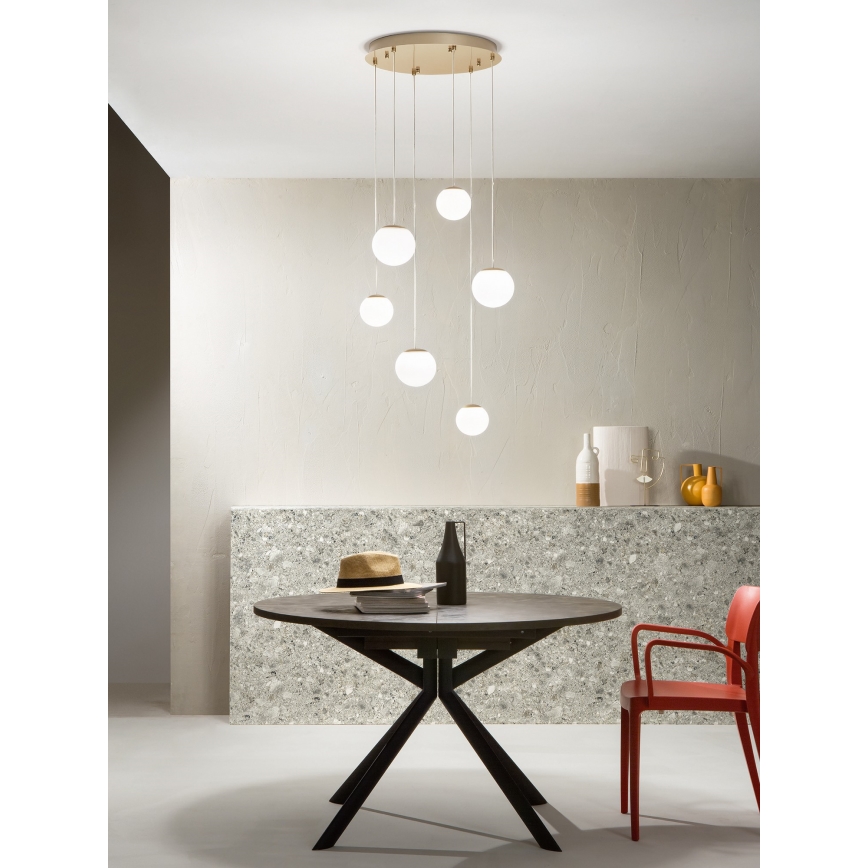 Ondaluce - LED liustra ant laido SANTOS LED/48W/230V, skersmuo 45 cm, auksinė/balta