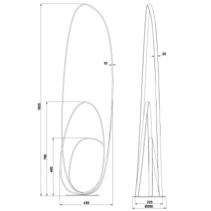 Ondaluce - LED reguliuojama grindų lempa GOLDEN LED/45W/230V 160 cm auksinė