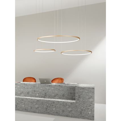 Ondaluce - LED reguliuojama kabanti liustra SOEL LED/28W/230V Ø 60 cm auksinė
