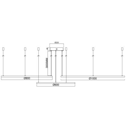 Ondaluce - dimeriuojamas LED pakabinamas šviestuvas ant laido SOEL LED/28W/230V + LED/38W pr. 80/60 cm auksinis