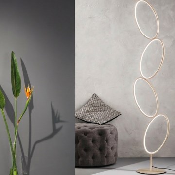 Ondaluce - LED reguliuojama stovinti lempa RICE LED/38W/230V 166 cm auksinė