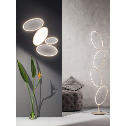 Ondaluce - LED reguliuojama stovinti lempa RICE LED/38W/230V 166 cm auksinė