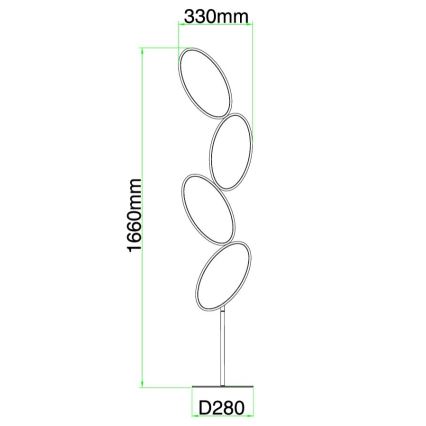Ondaluce - LED reguliuojama stovinti lempa RICE LED/38W/230V 166 cm auksinė