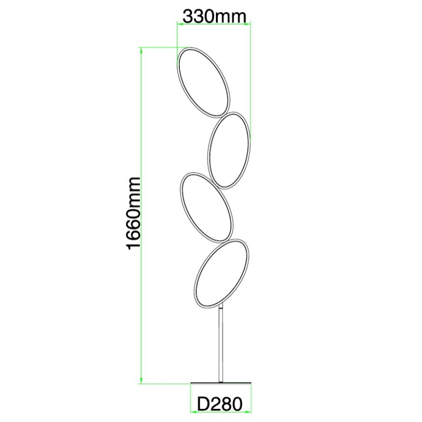 Ondaluce - LED reguliuojama stovinti lempa RICE LED/38W/230V 166 cm auksinė