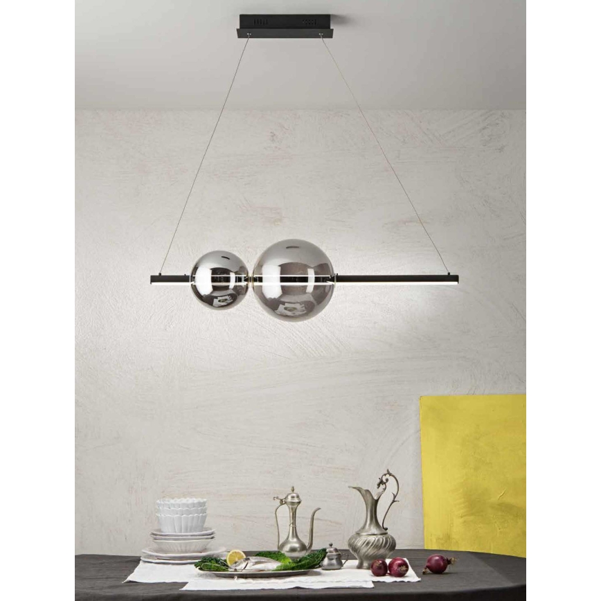 Ondaluce - LED reguliuojamas pakabinamas šviestuvas ant laido FUFI LED/40W/230V juodas/dūminė juoda