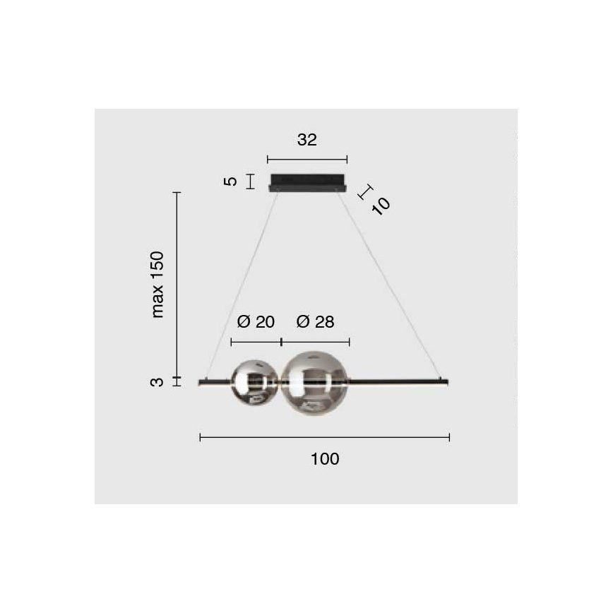 Ondaluce - LED reguliuojamas pakabinamas šviestuvas ant laido FUFI LED/40W/230V juodas/dūminė juoda