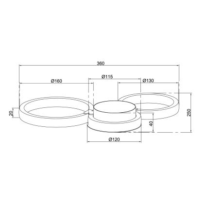Ondaluce - LED sieninis šviestuvas POIS LED/20W/230V auksinis
