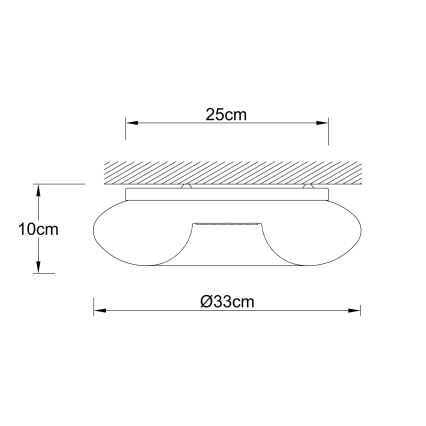 Ondaluce - lubinis šviestuvas DODI, 2xE27/15W/230V, skersmuo 33 cm, baltas
