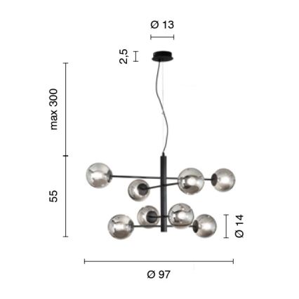 Ondaluce - Pakabinama liustra ELISEO 8xE14/10W/230V Ø 97 cm auksinė/dūminė smėlinė