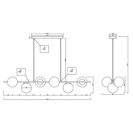 Ondaluce - pakabinama liustra MONILE 6xE14/10W/230V auksinė/balta