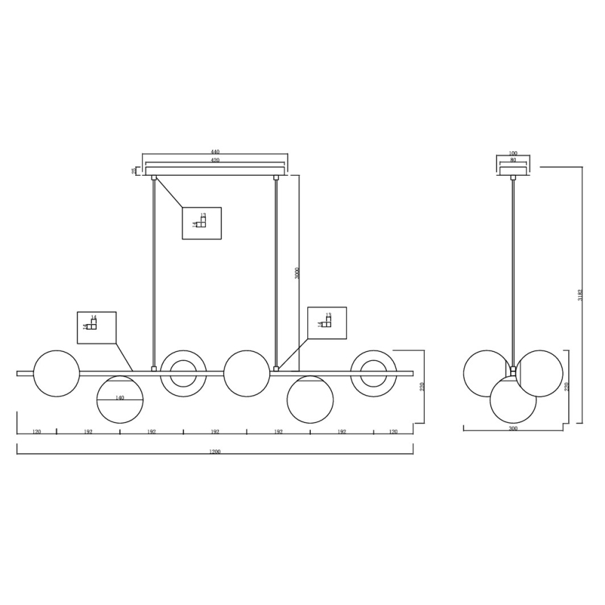 Ondaluce - pakabinama liustra MONILE 6xE14/10W/230V auksinė/balta