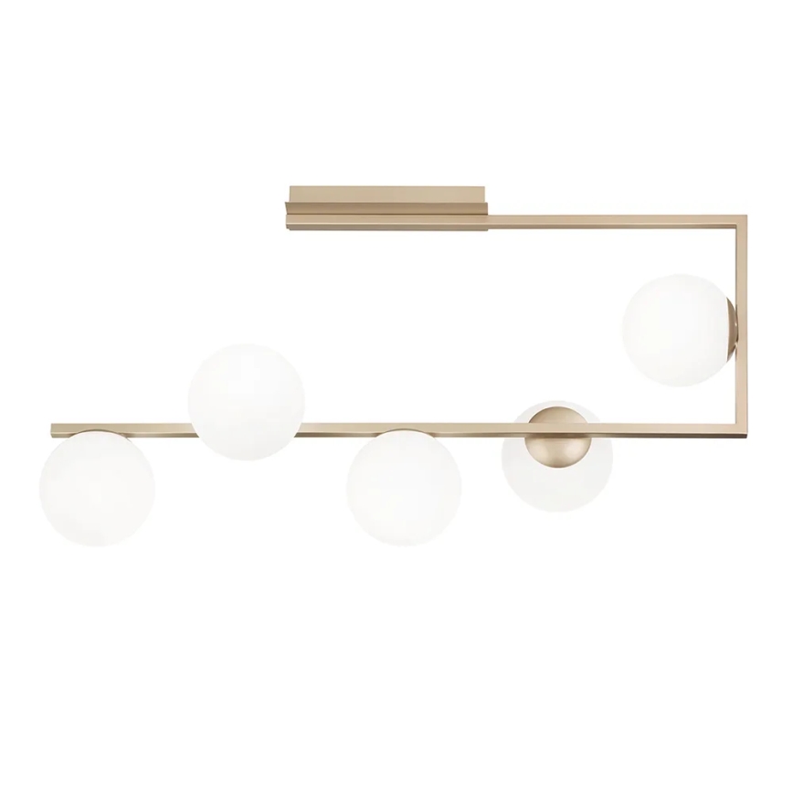 Ondaluce - Pakabinama liustra MONILE ant strypo 5xE14/10W/230V auksinė/balta