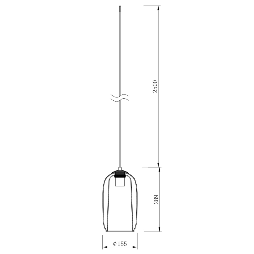 Ondaluce - Pakabinama liustra su kabeliu BONNIE 1xE27/15W/230V Ø 15,5 cm, juoda/dūminė juoda