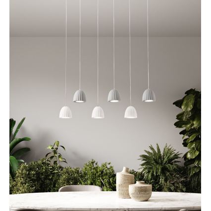 Ondaluce - Pakabinamas šviestuvas ant laido CONCRETE 1xGU10/7,5W/230V skersm. 10,5 cm betonas/balta