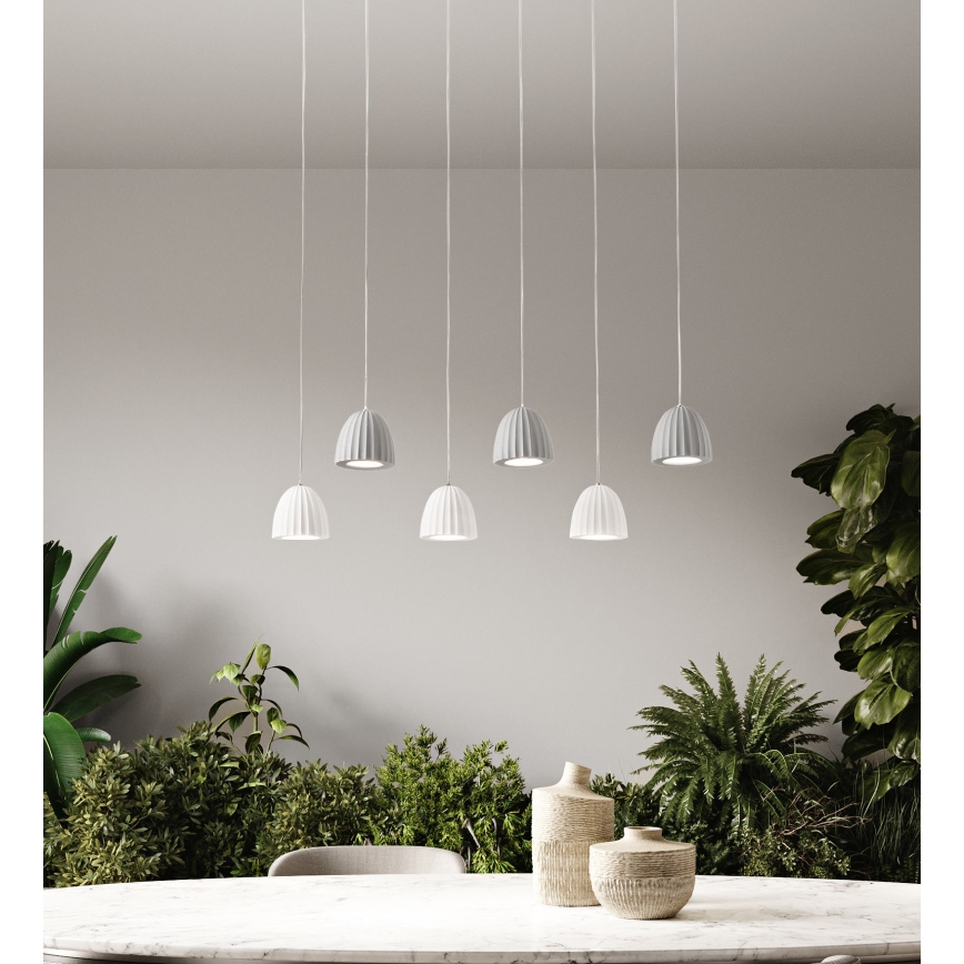 Ondaluce - Pakabinamas šviestuvas ant laido CONCRETE 1xGU10/7,5W/230V skersm. 10,5 cm betonas/balta