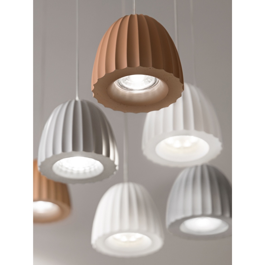 Ondaluce - Pakabinamas šviestuvas ant laido CONCRETE 1xGU10/7,5W/230V skersm. 10,5 cm betonas/balta
