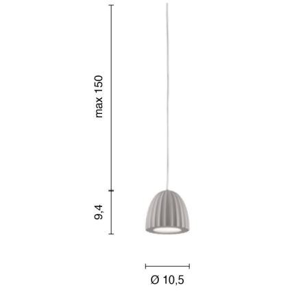 Ondaluce - pakabinamas šviestuvas ant laido CONCRETE 1xGU10/7,5W/230V, skersmuo 10,5 cm, betonas/pilka