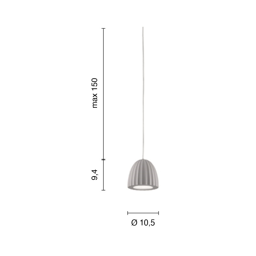 Ondaluce - pakabinamas šviestuvas ant laido CONCRETE 1xGU10/7,5W/230V, skersmuo 10,5 cm, betonas/pilka