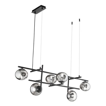 Ondaluce - Pakabinamas šviestuvas ant laido JEWEL 6xE14/10W/230V juoda/dūminė juoda